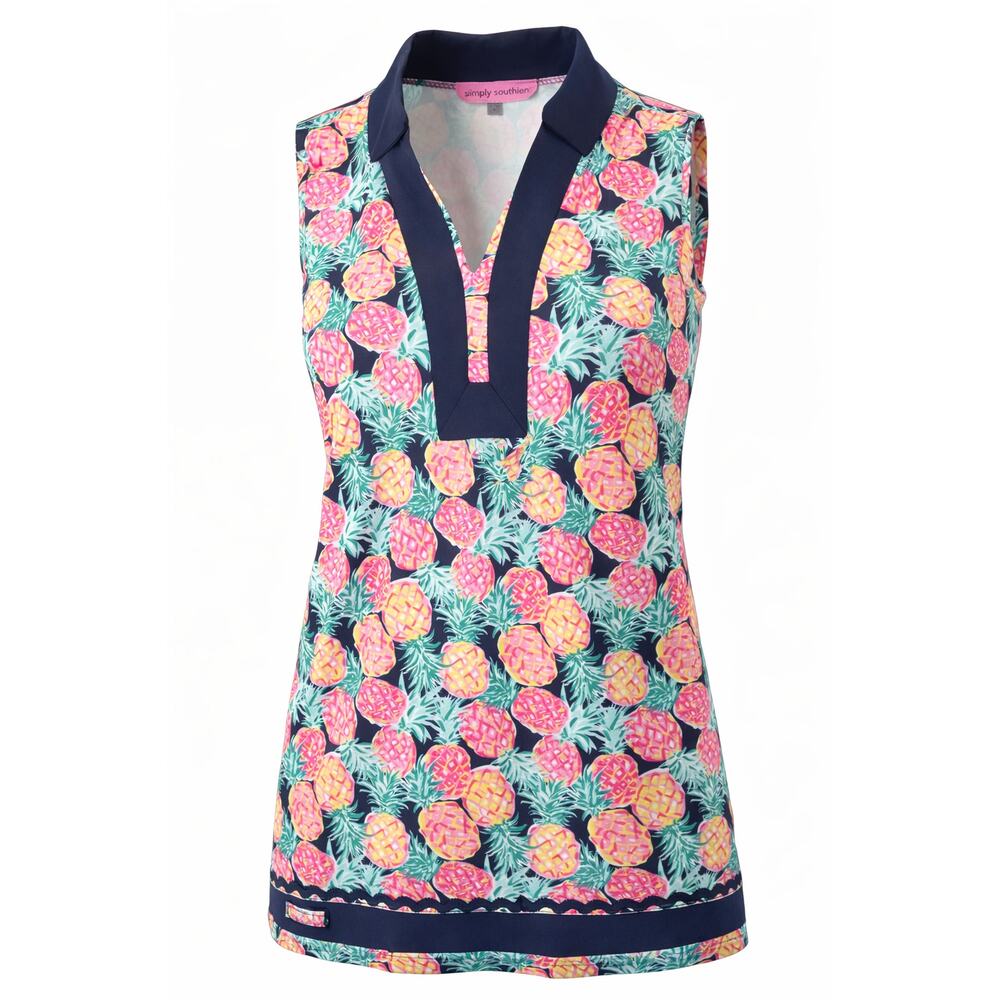 Simply Southern Pineapple Print Sleeveless Tunic Top Women’s XL - Picture 1 of 10